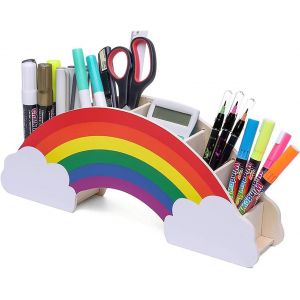 Zefeng Organisateur De Bureau Enfant, Porte-Stylo En Bois, Pot À Crayons Créatif, 6 Emplacements, Pour Fournitures De Bureau Et Pinceaux De Maquillage - Neuf