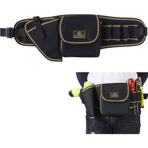 Outil professionnel de Ceinture, Imperméable Oxford, Ceinture Réglable, Outil de Stockage Organisateur avec 1 Poche, 1 Foret de Poche, 1 Marteau Trou, 4 Outil de Trous - Neuf