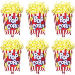 Popcorn Balloons, Carnival Decoration, Xxl Popcorn Balloons, Movie Decoration, Foil Balloons, Circus Decoration, Helium Popcorn Balloons, Helium Popcorn Balloons, Pack Of 6 - Neuf