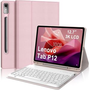 Coque Clavier Pour Lenovo Tab P12 12.7 Pouces, Azerty Français Housse Clavier Bluetooth Magnétique Détachable Avec Porte Crayon Pour Tablette Lenovo Tab P12 12.7"" 2023 (Tb370fu), R[Com912791] - Neuf