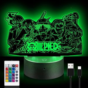 Lampe Ones Pieces,Veilleuse Enfant,16 Couleurs Lampe 3d,Lampes Manga,Lampes Illusion 3d Avec T&eacute;l&eacute;command&eacute;e,Decoration Chambre,Cadeau Fille Gar&ccedil;on - Neuf