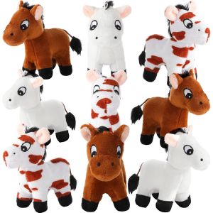 9 Pack Animaux En Peluche De Cheval Jouet Cheval En Peluche Cheval En Peluche Debout 4,7 Pouces Mini Cheval En Peluche Avec Chaîne Amovible Pour Décor De Fête D'Anniversaire À Thème Animal - Neuf