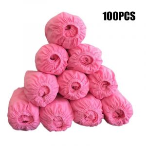 100pcs Non-Tiss&eacute; Botte Couvre-Chaussures Jetables Couvre-Chaussures &Eacute;paissir Antid&eacute;rapant Universel Rose - Neuf