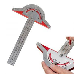 Rapporteur d'angle r&eacute;glable, r&egrave;gle de bord en acier inoxydable pour le travail du bois, outil de mesure - Neuf
