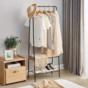 Portant &agrave; v&ecirc;tements en m&eacute;tal, support de garde-robe polyvalent en m&eacute;tal, cintre &agrave; cheval - Neuf