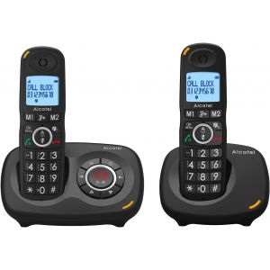 Xl595 B Voice Duo - T&eacute;l&eacute;phone Fixe Sans Fil Senior Avec R&eacute;pondeur - Grand &Eacute;cran R&eacute;tro&eacute;clair&eacute; - Mains Libres - Fonction Blocage Des Appels - Audio Boost - R&eacute;pondeur 14 Min - 2 Combin&eacute;s - Noir - Neuf