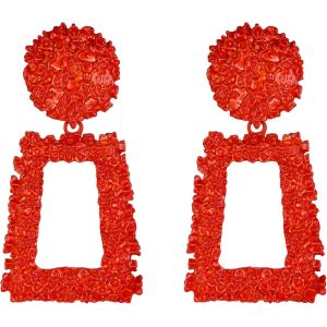 Kal-Boucles D'oreilles Femme Argent Géométrique Rectangulaire Carré Et Rond Petite Fleur Pour Fille Clair Ton D'argent - Neuf