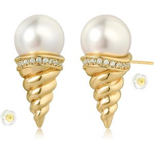 Kal-Boucles D'oreilles Plaqu&eacute;es Or 18 Carats Avec Zircone Cubique Pour Femmes Et Filles - Neuf