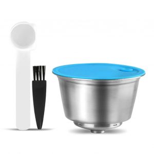 Dosettes de caf&eacute; r&eacute;utilisables pour capsules de dosettes de caf&eacute; en acier inoxydable Gusto Filtre &agrave; caf&eacute; rechargeable respectueux de l'environnement avec cuill&egrave;re &agrave; brosse - Neuf