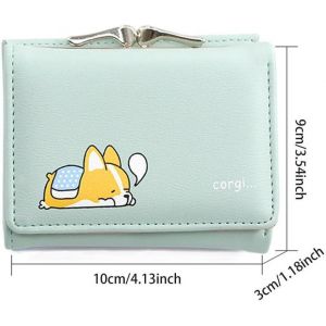 CAUC-Petit portefeuille avec fentes pour cartes, portefeuille fin avec compartiment &agrave; monnaie, pour ranger de la monnaie, carte d'identit&eacute;, carte de cr&eacute;dit, photo (vert), vert, 10,5 x 9 x 3 cm/4.13 - Neuf