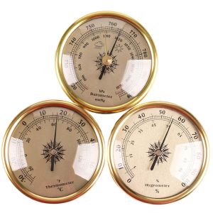 SUBZONAL-Barom&egrave;tre pour la maison Station m&eacute;t&eacute;o sans fil murale 7, 2x7, 2 cm avec thermom&egrave;tre hygrom&egrave;tre or 3 pi&egrave;ces ensemble barom&egrave;tre - Neuf