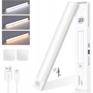 Eryi-Lampe De Placard, 30cm Longueur Optimale Veilleuse Avec Détecteur De Mouvement, Éclairage D'armoire Toute Adsorption 60led Dimmable Magnétique Rechargeable Cuisine Armoire Escalier-1 Pièce - Neuf