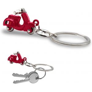 KAL-Porte-Cl&eacute;s Scooter Italien 3D - Design R&eacute;aliste Avec Guidon Articul&eacute; - Drapeau Italien Sur Le C&ocirc;t&eacute; - M&eacute;tal R&eacute;sistant - Id&eacute;e Cadeau Homme Et Femme - Accessoire Pour Voiture, Moto Et Sac &Agrave; Dos - Neuf