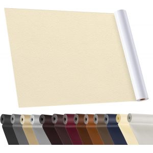 Teppd-Patch De Réparation En Cuir Jaune Beige, 40x160cm Patch Cuir Auto-Adhésif Rénovation, Simili Cuir Autocollant Pour Canapé De Siège De Voiture Meubles Vestes Sac - Neuf