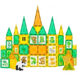 KALWL-Lot De 47 Blocs De Construction Magn&eacute;tiques-Jungle-Pour Enfants &Agrave; Partir De 3 Ans-Jouet &Eacute;ducatif Stem-Blocs De Construction Magn&eacute;tiques - Neuf
