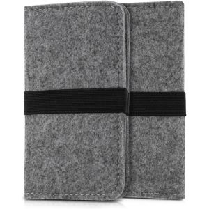 KALANKA-&Eacute;tui Porte-Monnaie en Feutre pour Smartphone - Pochette de Protection Universelle 16,0 x 8,0 cm - Housse avec &eacute;lastique - Gris - Neuf