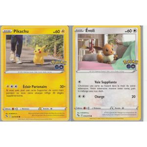 2 Cartes Pokemon - Pikachu 027/078 + Evoli 054/078 - Eb10,5 Pokemon Go - - Neuf