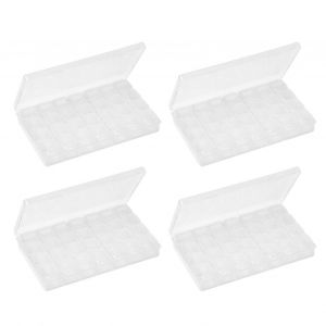 Hjlian Lot De 4 Boites De Rangement En Plastique Transparentes A 28 Compartiments Pour Bijoux, Bagues Et Strass - Neuf