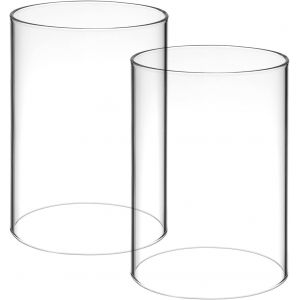 KALANKA-2pièces Abat-Jour Verre Transparent pour Bougies Couvercles Cylindriques Décoratifs De Protection Le Vent pour Créer Une Atmosphère Romantique - Neuf