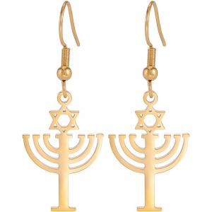 Kal-Boucles D'oreilles Pendantes Hanukkah Boucles D'oreilles Étoile De David Boucles D'oreilles Pendantes Menorah Boucles D'oreilles Pendantes Hanukkah Bijoux Cadeau Pour Les Femmes Amulette - Neuf