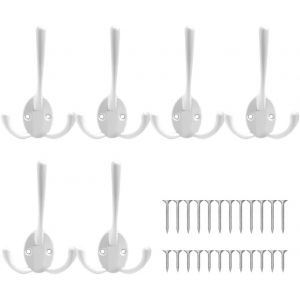 6 Pcs Pat&egrave;re Porte Manteau Mural Vintage,Crochet Porte Manteau R&eacute;tro en M&eacute;tal avec 24 Vis,Pat&egrave;re de Porte &agrave; Suspendre pour Chambre &agrave; Coucher Salle de Bains Porte de Cuisine(blanc) - Neuf