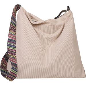 (Blanc cass&eacute;) 1 sac &agrave; main en velours c&ocirc;tel&eacute; pour femme, grand sac &agrave; bandouli&egrave;re, sac &agrave; main boh&egrave;me d&eacute;contract&eacute;, portefeuille - Neuf