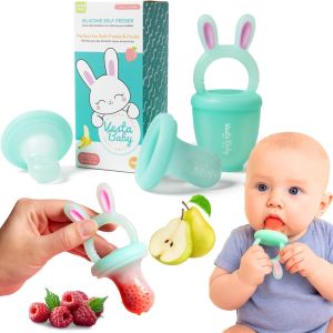 Mangeoire À Fruits-2 Tailles En Silicone Souple Congelable Pour Nourrir Soi-Même Les Nourrissons En Toute Sécurité-Sucette Et Anneau De Dentition-Jouet De Dentition Lapin Pour Bébés - Neuf