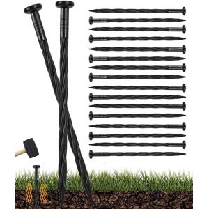 Asfasfq-100 Pièces Piquets De Bordure De Paysage En Plastique, 20cm Piquets De Sol En Spirale Clous D'ancrage Paysager Piquets De Tente Pour Herbes Barrière, Bordure De Pavé Paysage, Allée En Herbes - Neuf