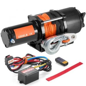 Treuil &Eacute;lectrique-Duoku-12 V Cc-4500 Lb-Vtt/Utv-Corde Synth&eacute;tique 39 Pi-&Eacute;tanch&eacute;it&eacute; Ip55-Aluminium-T&eacute;l&eacute;commande Sans Fil/Filaire - Neuf