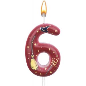 MEVRONISSHOP-Bougie d'Anniversaire Magique Magicien, Bougie Anniversaire Num&eacute;ro D&eacute;coration de G&acirc;teau Fournitures de F&ecirc;te Magicien Magique pour Gar&ccedil;ons Filles Cadeaux F&ecirc;te (6) - Neuf