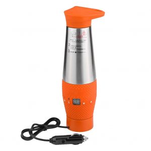 Bouilloire electrique de voyage 12 V 80 W avec isolation sous vide pour voiture, tasse chauffante pour faire bouillir l'eau, orange - Neuf