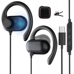 lbgwp60-Casque Usb C Ouvert Pour Samsung S25 S24 Ultra S23 Fe S22 A56 A36, Écouteurs De Sport Filaires De Type C Avec Crochets D'Oreilles Réglables Pour Iphone 16 16E Pro Plus Ipad 10 11 Pixel 9 9A 8 - Neuf