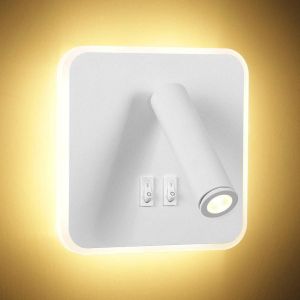 8W Moderne Applique Murale LED Lampe de Lecture Murale avec Interrupteur 350° Pivotant 3W Spot Mural LED Lampe Murale Interieur pour Chambre à Coucher Chevet Salon Salle D'étude,Blanc 3000K - Neuf