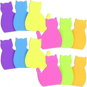 Oruola Lot De 12 Blocs De Notes Adh&eacute;sives Color&eacute;es Pour Chat-Fournitures De Bureau-Cadeaux Pour Les Amoureux Des Chats Pour Les Femmes,30 Feuilles/Bloc,Notes Adh&eacute;sives Pour Animaux-Cadeaux - Neuf