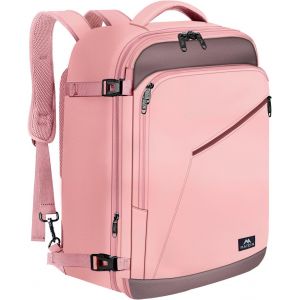 KALANKA-Sac à Dos Voyage Cabine Avion, Bagage Cabine 55x35x25 Air France, Grand Sac à Dos Valise 50L Extensible Imperméable, Bagage à Main pour Homme Femme Loisir Scolaire École Travail, Rose Gris - Neuf