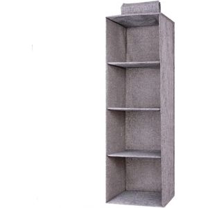 Jexnovashop-Eushine &Eacute;tag&egrave;re De Penderie &Agrave; Suspendre, 4 Niveaux, Lavable Rangement Suspendu, Organisateur De V&ecirc;tements Avec Renfort Int&eacute;rieur, 27x 27 X 80cm, Gris - Neuf