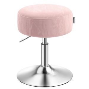 Tabouret de maquillage r&eacute;glable en hauteur pivotant &agrave; 360 degr&eacute;s en pu coussin &eacute;pais tabouret de coiffeuse pour chambre cuisine salle &agrave; manger moderne rose Helloshop26 12_0007716 - Neuf