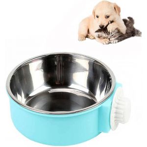 Bleu - Gamelle Amovible 2 En 1 En Acier Inoxydable Pour Chiens, Chats, Cage Pour Petits Animaux Et Cage Suspendue (14 Cm), 1 Pièce - Neuf