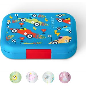 Lunch Box Enfant Avec 4 Compartiments-Sans Bpa,Étanche,Convient Au Lave-Vaisselle Et Micro-Ondes-Boîte Repas Avec Voitures Pour Maternelle,Ecole,Parc - Neuf