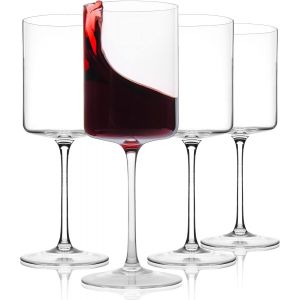 Lot De 4 Verres À Pied Pour Différents Vins - Élégants Verres En Cristal, Soufflés À La Main, Capacité 50 Cl - Élégant Verre De Dégustation Pour Vin Blanc Ou Rouge - Neuf