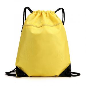 (Jaune) Sac de sport &agrave; cordon, sac de piscine &eacute;tanche, grand sac &agrave; dos de sport, sac de sport avec poche ext&eacute;rieure zipp&eacute;e, sac de plage Oxford, sac de sport hipster pour hommes et femmes - Neuf