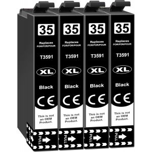 Lot De 4 Cartouches D'Encre Noires 35Xl Compatibles Avec Epson Workforce Pro Wf-4740Dtwf Wf-4730Dtwf Wf-4725Dwf Wf-4720Dwf Wf-4740 Wf-4730 W-F4725 Wf-4720[ENC945173] - Neuf