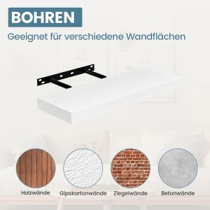 &Eacute;tag&egrave;res Murales Lot De 3, &Eacute;tag&egrave;re Murale Blanche Flottante De Cd, Pour Salon, Cuisine, Chambre, Salle De Bain 14x40cm - Neuf