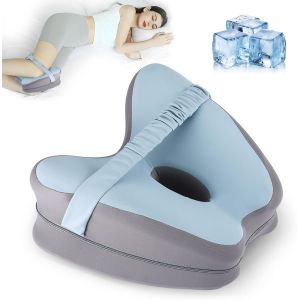 KALANKA-Coussins Relève-Jambes, Oreiller Jambes Orthopédique, Coussin pour Genoux pour Dormir sur Le côté, Coussin de Soutien de Jambe pour Soulagement de Douleur au Dos Sciatique et Articulaires(Ble - Neuf