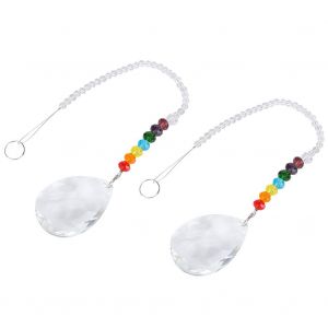 Hjlian Lot De 2 Prismes En Cristal De 50 Mm A Suspendre, Ornements Pour Voiture, Maison, Bureau, Jardin, Perles D'angle En Cristal - Neuf
