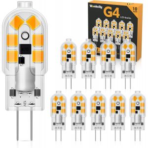 Ampoule G4 Led 2w,Equivalent 20w Halogène Lampe,Ac/Dc 12v Ampoules Led,200lm Blanc Chaud 3000k,Sans Scintillement Non-Dimmable,Ampoule Economie D'énergie Pour L'éclairage De La Maison,10 Unité - Neuf