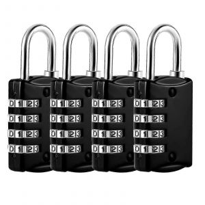 Ensemble De 4 Cadenas De Code À 4 Chiffres,Petit Cadenas De Code Universitaire,Valise D'avion En Métal En Plein Air Pour Casier À Bagages De Gymnase (Noir) - Neuf