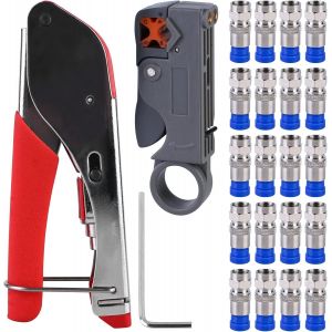 LETNERNY-Kit De Sertis De C&acirc;ble Coaxial - Outil De Sertis De C&acirc;ble Coaxial - Outil De Sertis De Type F Avec Connecteur &Agrave; Sertir Et Coupe-C&acirc;ble Coaxial Rotatif Pour C&acirc;ble Coaxial Rg58/59/62/6/174 - Neuf