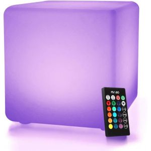 10"" Led Cube Lumineux Lampe D' Avec Télécommande,Couleur Changeante Cube Lampe De Nuit,16 Rgb Couleurs,Dimmable Luminosité,Batterie Rechargeable,Imperméable Pour Intérieur Extérieur - Neuf