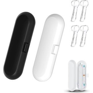 Kalanka-Bo&icirc;te &Agrave; Brosse &Agrave; Dents &Eacute;lectrique,&Eacute;tui Brosse &Agrave; Dents &Eacute;lectrique De Rangement,&Eacute;tui Portable Brosse &Agrave; Dents &Eacute;lectrique,2pc Avec 4pc &Eacute;lectrique Brosse Dents T&ecirc;te Housse Pour &Eacute;loigne Poussi&egrave;re - Neuf